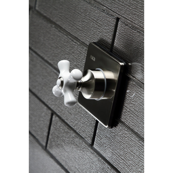 Kingston Heirloom KS3048PX - Restoration Single-Handle Three-Way Diverter Valve with Square Trim Kit, Brushed Nickel