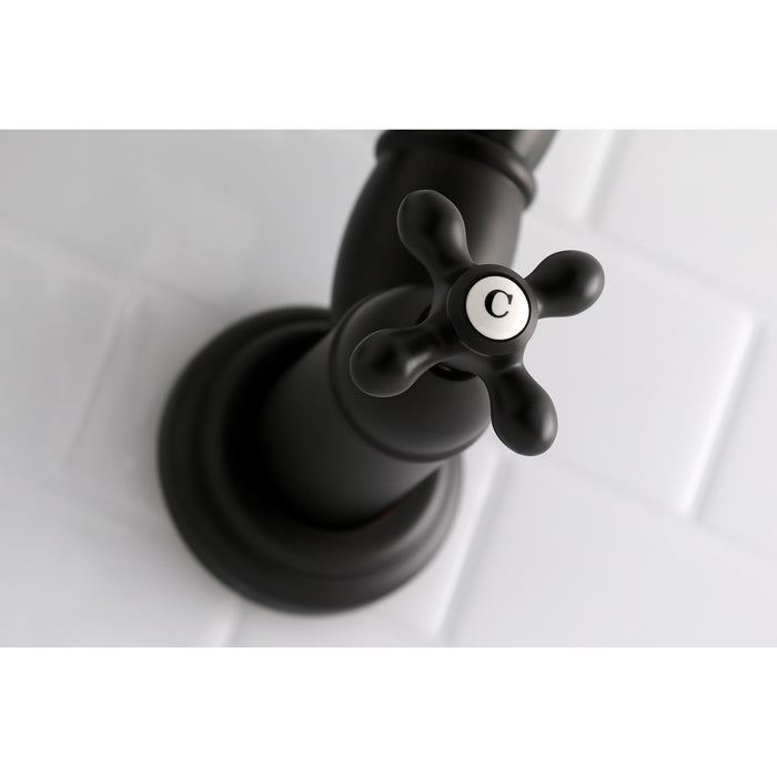 Kingston Heirloom KS3100AX - Restoration Two-Handle 1-Hole Wall Mount Pot Filler Faucet, Matte Black