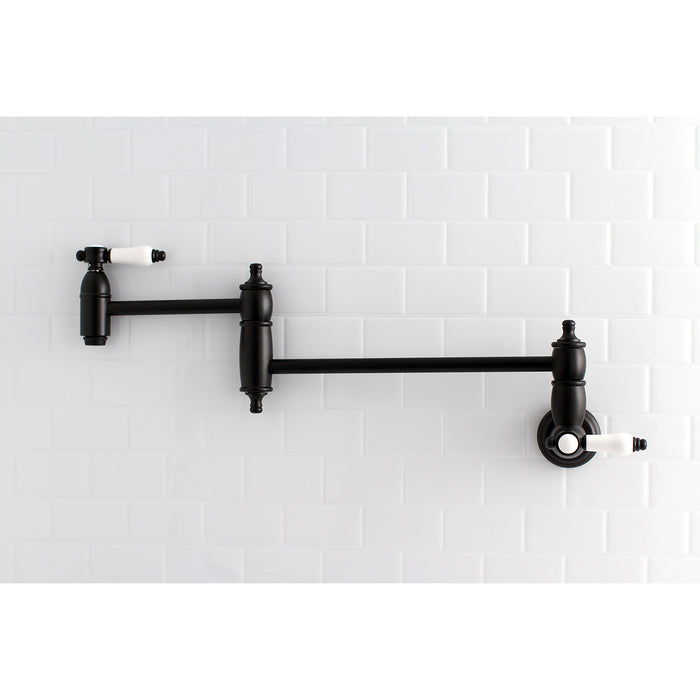 Bel-Air KS3100BPL Two-Handle 1-Hole Wall Mount Pot Filler Faucet, Matte Black