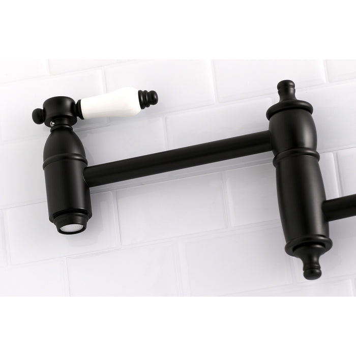 Bel-Air KS3100BPL Two-Handle 1-Hole Wall Mount Pot Filler Faucet, Matte Black