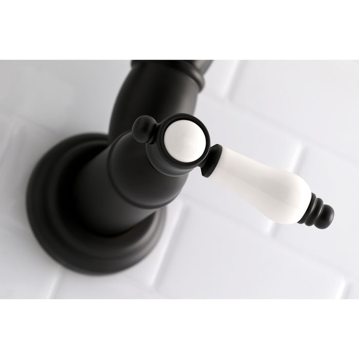 Bel-Air KS3100BPL Two-Handle 1-Hole Wall Mount Pot Filler Faucet, Matte Black