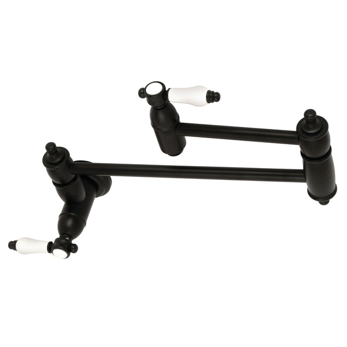 Bel-Air KS3100BPL Two-Handle 1-Hole Wall Mount Pot Filler Faucet, Matte Black
