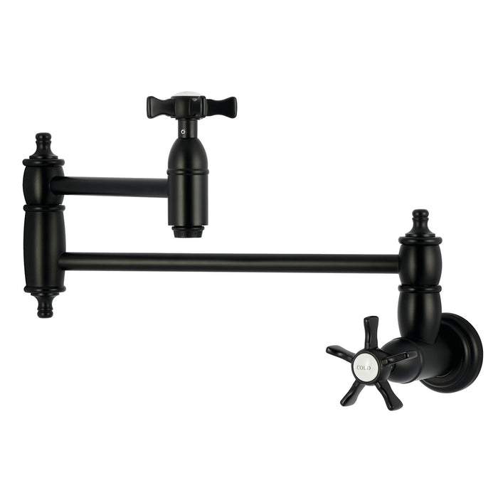 Kingston Heirloom KS3100NX - Hamilton Two-Handle 1-Hole Wall Mount Pot Filler Faucet, Matte Black