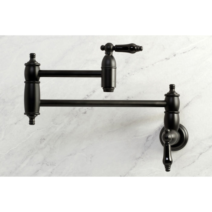 Kingston Heirloom KS3100PKL - Duchess Two-Handle 1-Hole Wall Mount Pot Filler Faucet, Matte Black