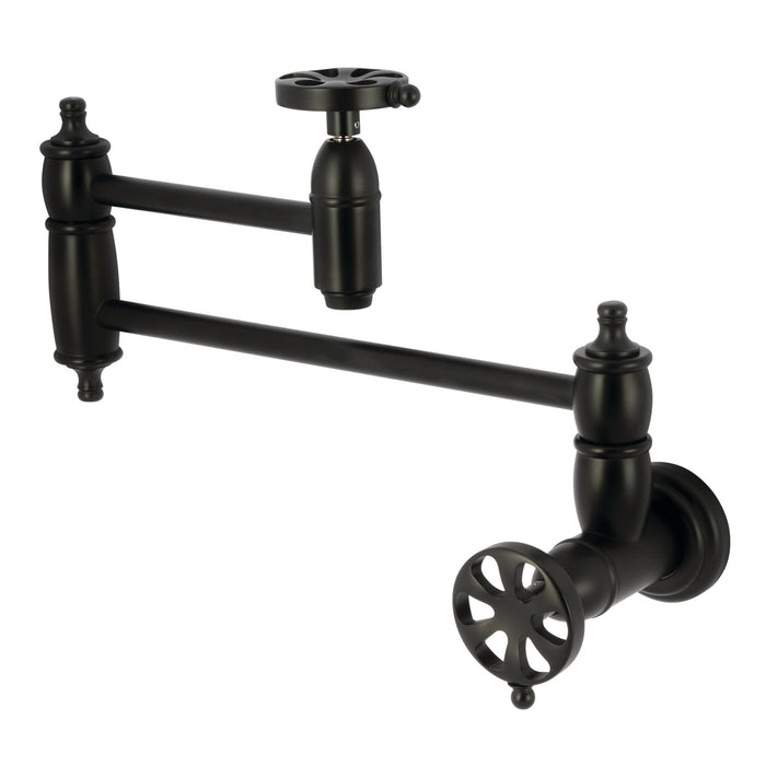 Kingston Tulare KS3100RX - Belknap Two-Handle 1-Hole Wall Mount Pot Filler Faucet, Matte Black