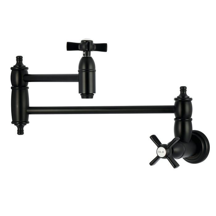 Kingston Tulare KS3100ZX - Millennium Two-Handle 1-Hole Wall Mount Pot Filler Faucet, Matte Black