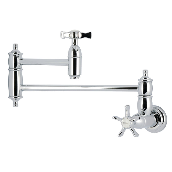Kingston Heirloom KS3101NX - Hamilton Two-Handle 1-Hole Wall Mount Pot Filler Faucet, Polished Chrome