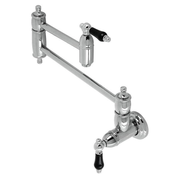 Kingston Heirloom KS3101PKL - Duchess Two-Handle 1-Hole Wall Mount Pot Filler Faucet, Polished Chrome