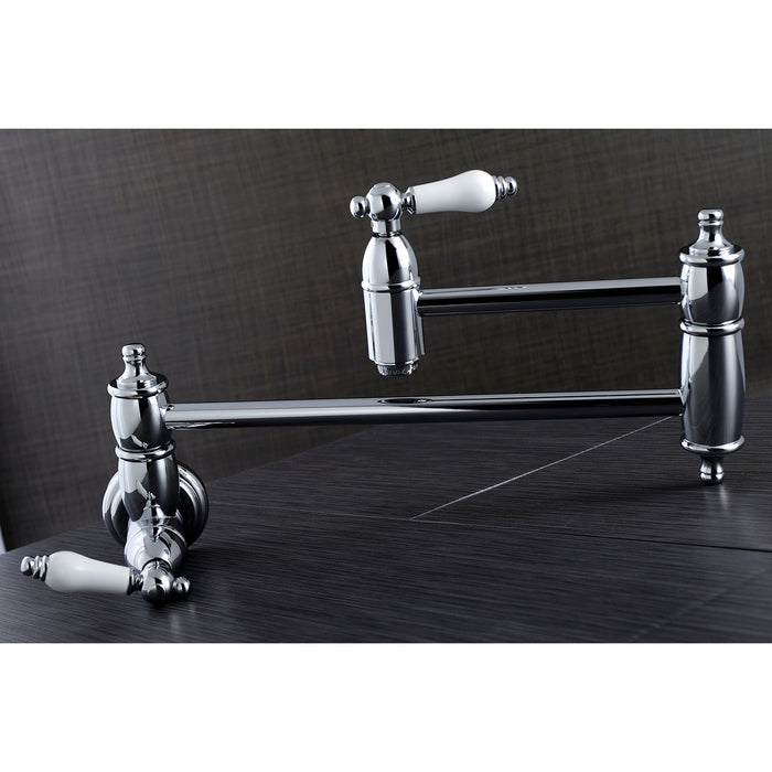 Restoration KS3101PL Two-Handle 1-Hole Wall Mount Pot Filler Faucet, Polished Chrome