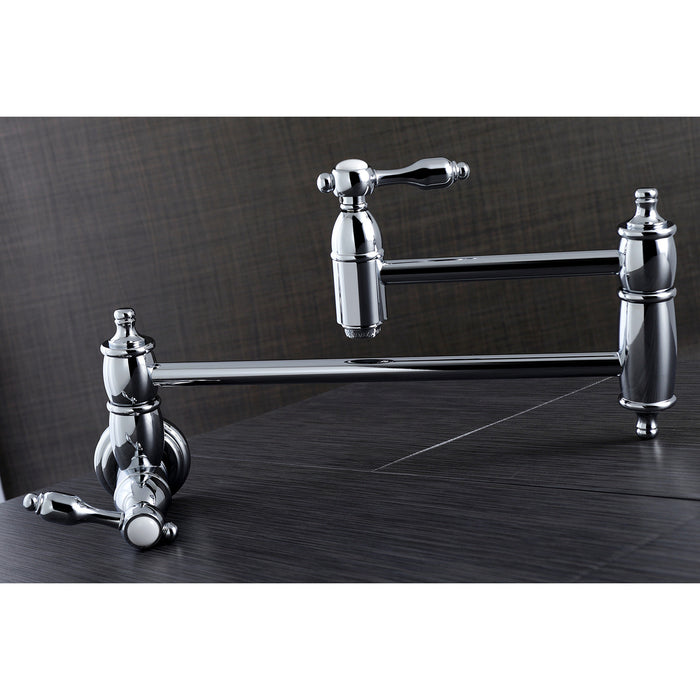 Tudor KS3101TAL Two-Handle 1-Hole Wall Mount Pot Filler Faucet, Polished Chrome