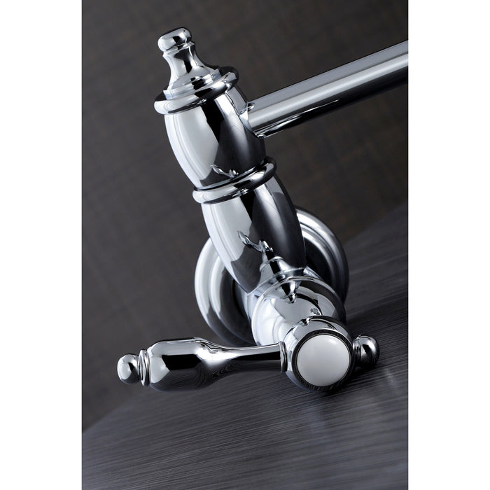 Tudor KS3101TAL Two-Handle 1-Hole Wall Mount Pot Filler Faucet, Polished Chrome