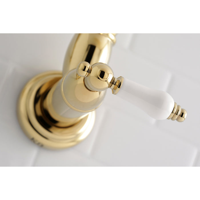 Restoration KS3102PL Two-Handle 1-Hole Wall Mount Pot Filler Faucet, Polished Brass