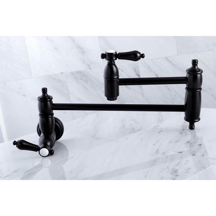 Kingston Heirloom KS3105BAL - Heirloom Two-Handle 1-Hole Wall Mount Pot Filler Faucet, Oil Rubbed Bronze
