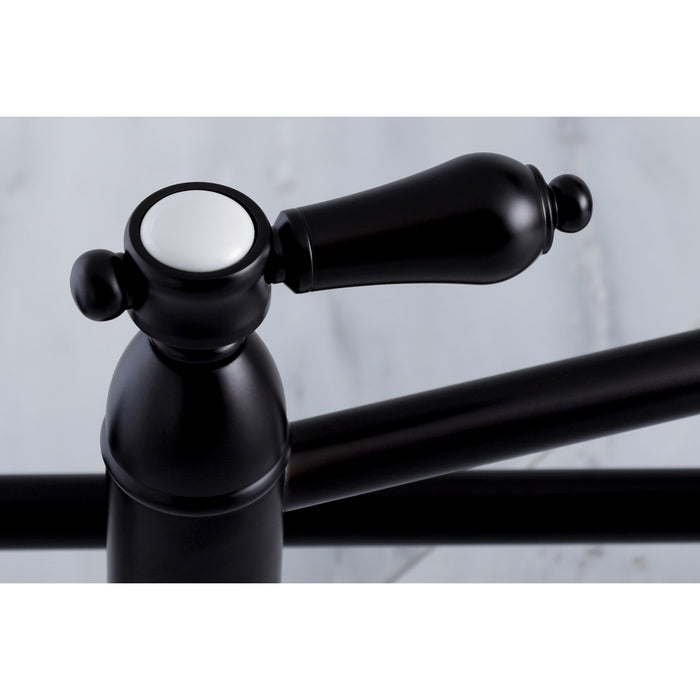 Kingston Heirloom KS3105BAL - Heirloom Two-Handle 1-Hole Wall Mount Pot Filler Faucet, Oil Rubbed Bronze