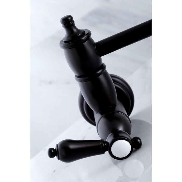 Kingston Heirloom KS3105BAL - Heirloom Two-Handle 1-Hole Wall Mount Pot Filler Faucet, Oil Rubbed Bronze