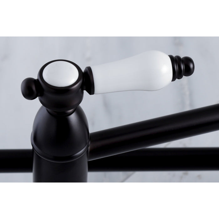Kingston Heirloom KS3105BPL - Bel-Air Two-Handle 1-Hole Wall Mount Pot Filler Faucet, Oil Rubbed Bronze