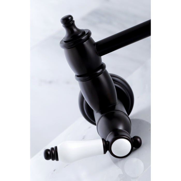 Kingston Heirloom KS3105BPL - Bel-Air Two-Handle 1-Hole Wall Mount Pot Filler Faucet, Oil Rubbed Bronze