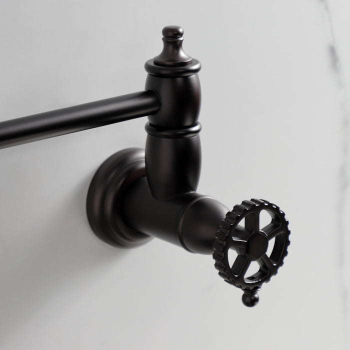 Kingston Tulare KS3105CG - Fuller Two-Handle 1-Hole Wall Mount Pot Filler Faucet, Oil Rubbed Bronze