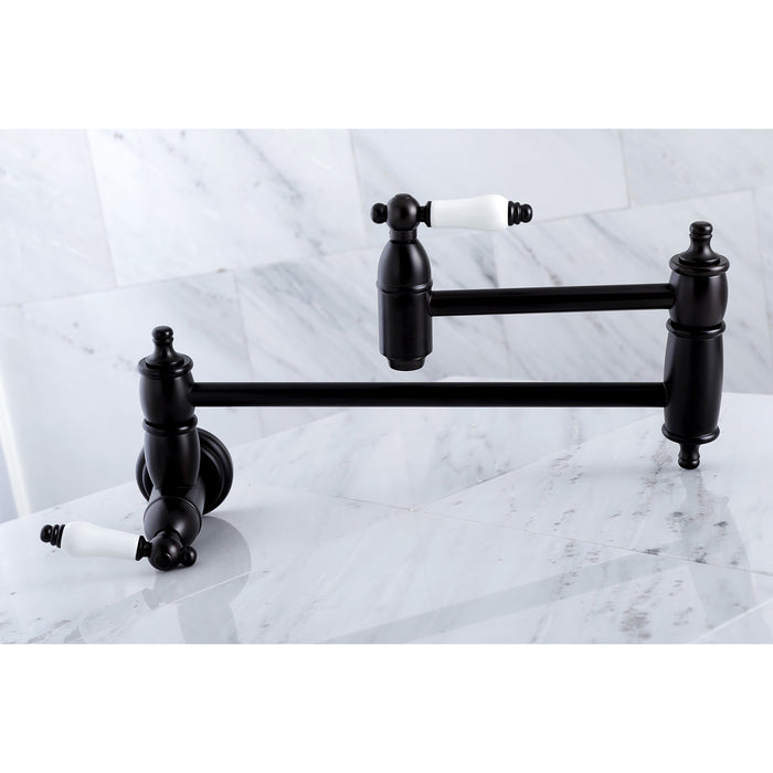 Restoration KS3105PL Two-Handle 1-Hole Wall Mount Pot Filler Faucet, Oil Rubbed Bronze