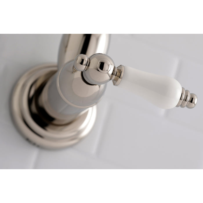 Kingston Heirloom KS3106PL - Restoration Two-Handle 1-Hole Wall Mount Pot Filler Faucet, Polished Nickel