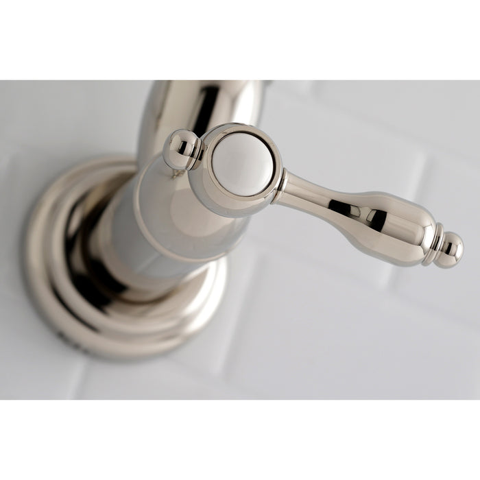 Kingston Heirloom KS3106TAL - Tudor Two-Handle 1-Hole Wall Mount Pot Filler Faucet, Polished Nickel
