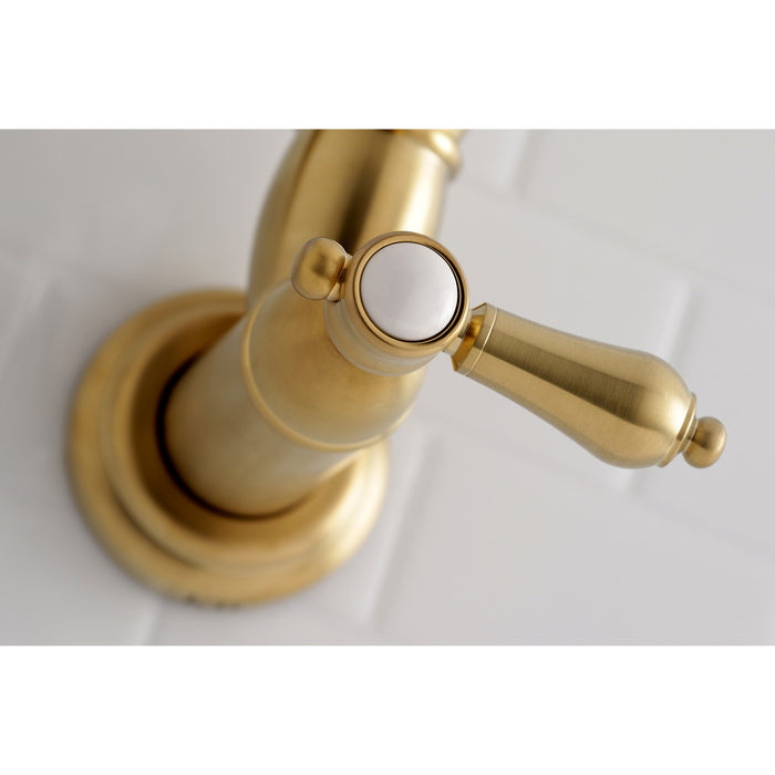 Heirloom KS3107BAL Two-Handle 1-Hole Wall Mount Pot Filler Faucet, Brushed Brass