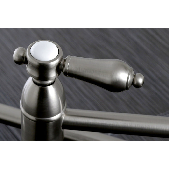 Kingston Heirloom KS3108BAL - Heirloom Two-Handle 1-Hole Wall Mount Pot Filler Faucet, Brushed Nickel