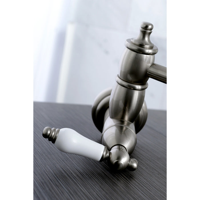 Kingston Heirloom KS3108PL - Restoration Two-Handle 1-Hole Wall Mount Pot Filler Faucet, Brushed Nickel