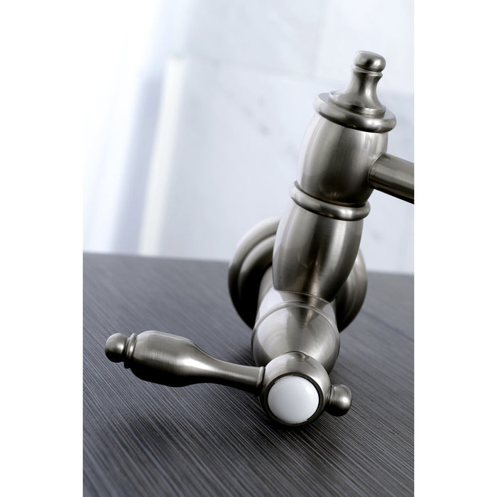 Tudor KS3108TAL Two-Handle 1-Hole Wall Mount Pot Filler Faucet, Brushed Nickel