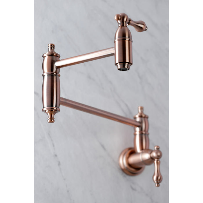 Restoration KS310ALAC Two-Handle 1-Hole Wall Mount Pot Filler Faucet, Antique Copper