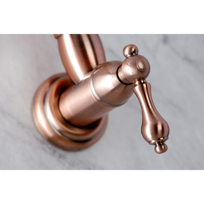 Restoration KS310ALAC Two-Handle 1-Hole Wall Mount Pot Filler Faucet, Antique Copper