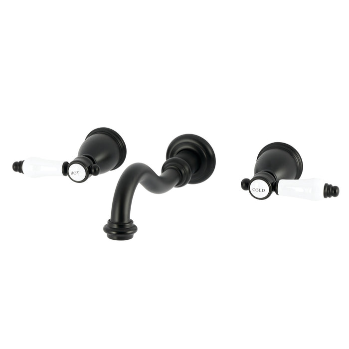 Kingston Heirloom KS3120BPL - Bel-Air Double-Handle 3-Hole Wall Mount Bathroom Faucet, Matte Black