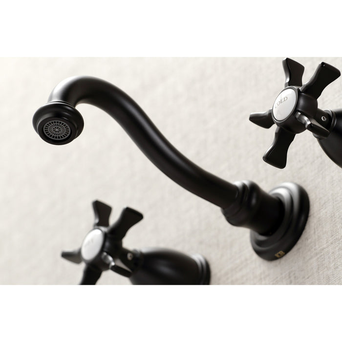 Hamilton KS3120NX Double-Handle 3-Hole Wall Mount Bathroom Faucet, Matte Black