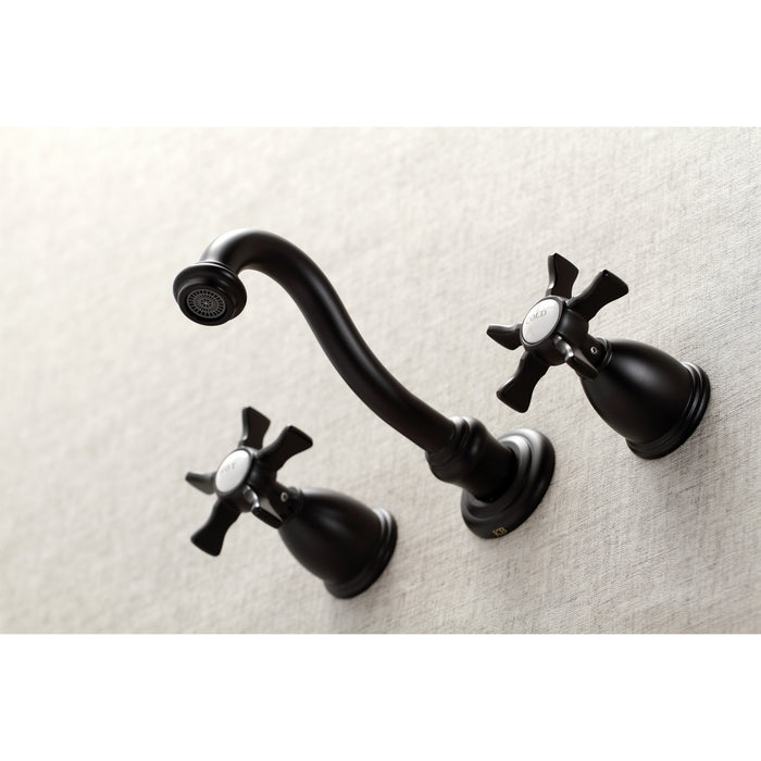 Hamilton KS3120NX Double-Handle 3-Hole Wall Mount Bathroom Faucet, Matte Black