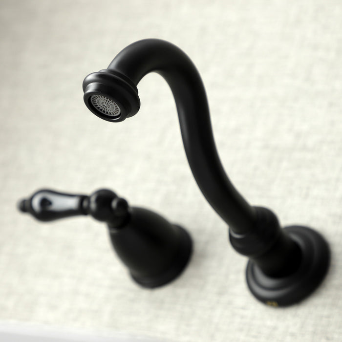 Kingston Heirloom KS3120PKL - Duchess Double-Handle 3-Hole Wall Mount Bathroom Faucet, Matte Black