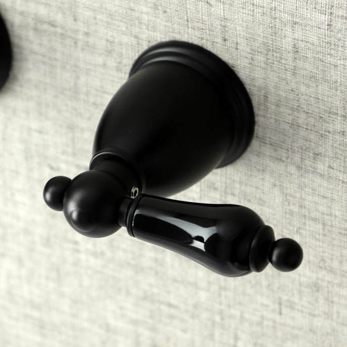 Kingston Heirloom KS3120PKL - Duchess Double-Handle 3-Hole Wall Mount Bathroom Faucet, Matte Black