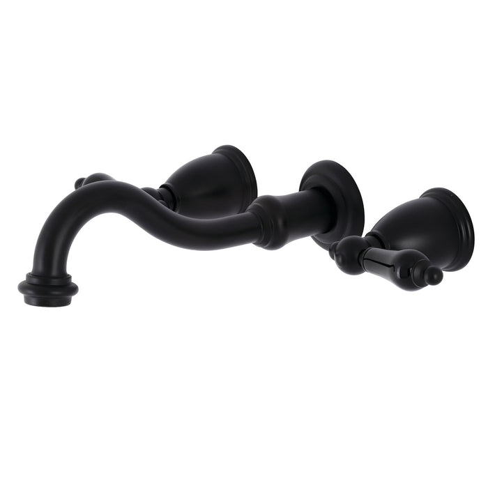 Kingston Heirloom KS3120PKL - Duchess Double-Handle 3-Hole Wall Mount Bathroom Faucet, Matte Black