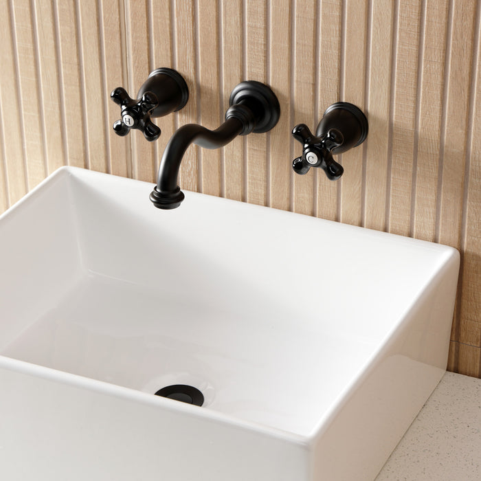 Kingston Heirloom KS3120PKX - Duchess Double-Handle 3-Hole Wall Mount Bathroom Faucet, Matte Black