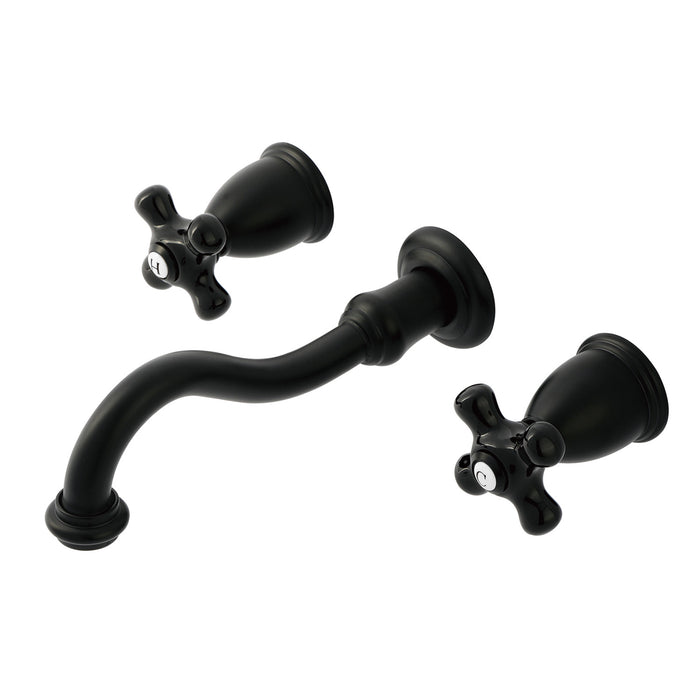 Kingston Heirloom KS3120PKX - Duchess Double-Handle 3-Hole Wall Mount Bathroom Faucet, Matte Black