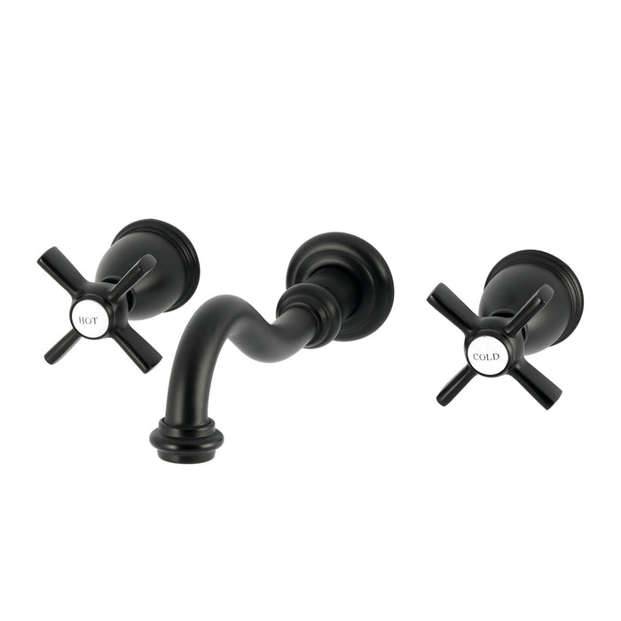 Kingston Heirloom KS3120ZX - Millennium Double-Handle 3-Hole Wall Mount Bathroom Faucet, Matte Black