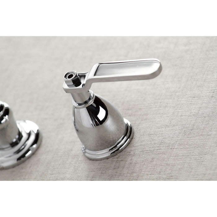 Kingston Heirloom KS3121KL - Whitaker Double-Handle 3-Hole Wall Mount Bathroom Faucet, Polished Chrome