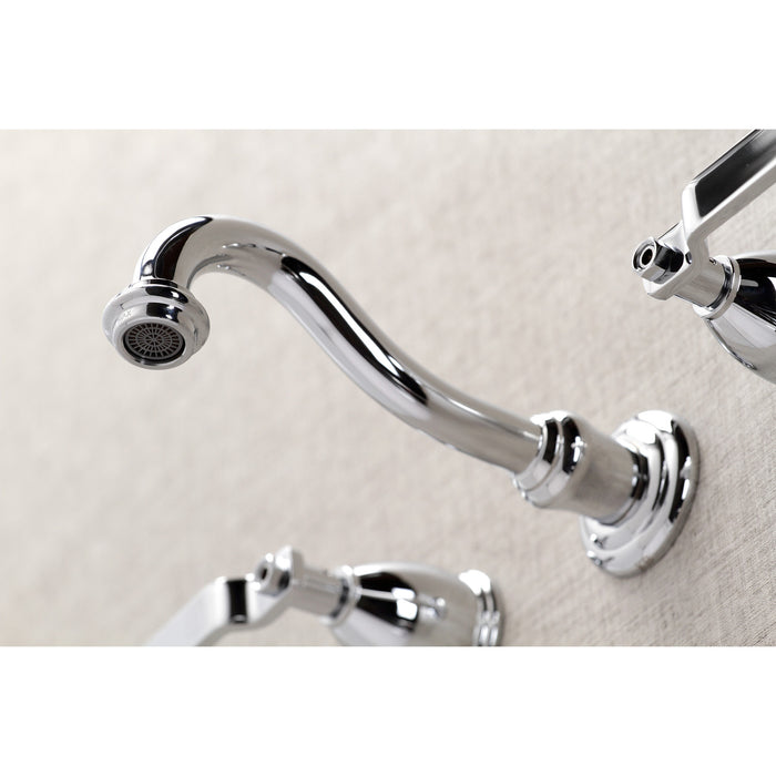 Kingston Heirloom KS3121KL - Whitaker Double-Handle 3-Hole Wall Mount Bathroom Faucet, Polished Chrome