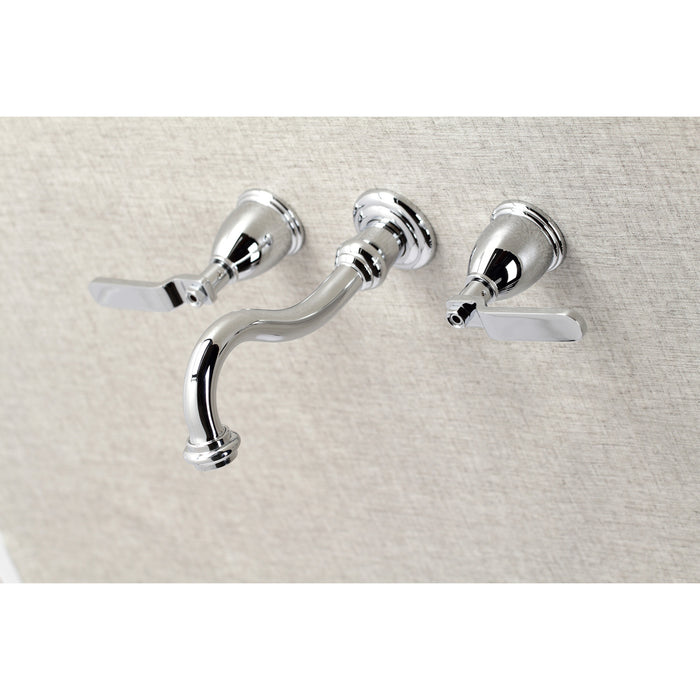 Kingston Heirloom KS3121KL - Whitaker Double-Handle 3-Hole Wall Mount Bathroom Faucet, Polished Chrome