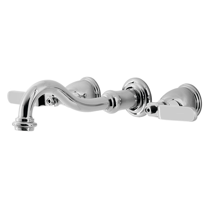 Kingston Heirloom KS3121KL - Whitaker Double-Handle 3-Hole Wall Mount Bathroom Faucet, Polished Chrome