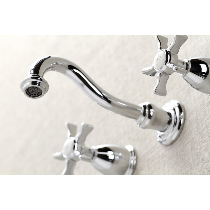 Kingston Heirloom KS3121NX - Hamilton Double-Handle 3-Hole Wall Mount Bathroom Faucet, Polished Chrome