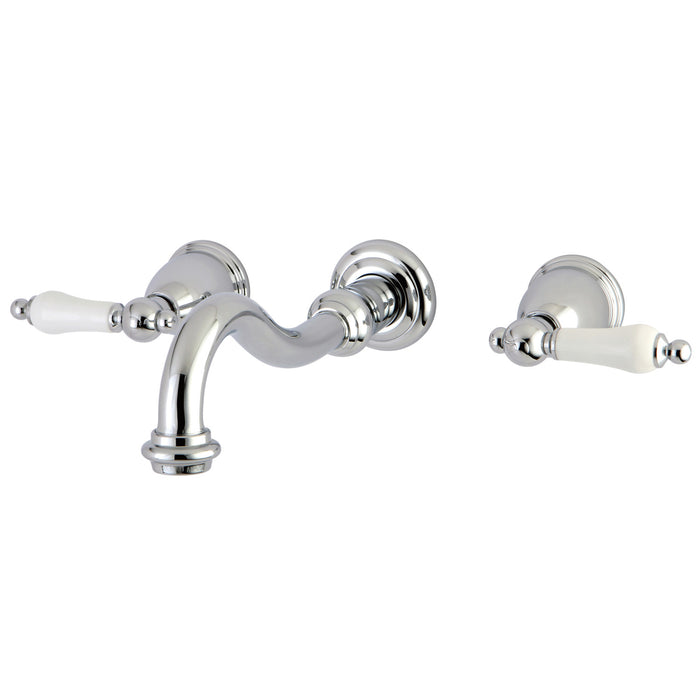 Kingston Heirloom KS3121PL - Vintage Double-Handle 3-Hole Wall Mount Bathroom Faucet, Polished Chrome