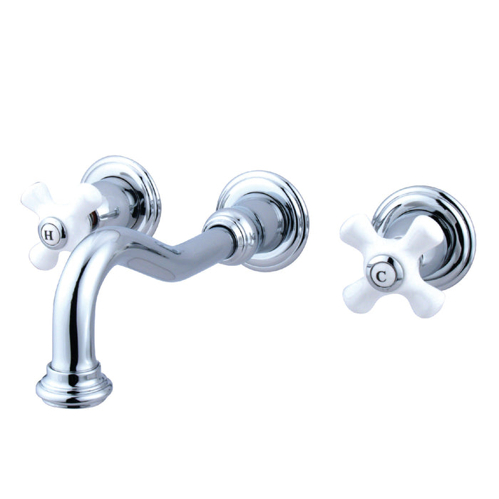 Kingston Heirloom KS3121PX - Vintage Double-Handle 3-Hole Wall Mount Bathroom Faucet, Polished Chrome