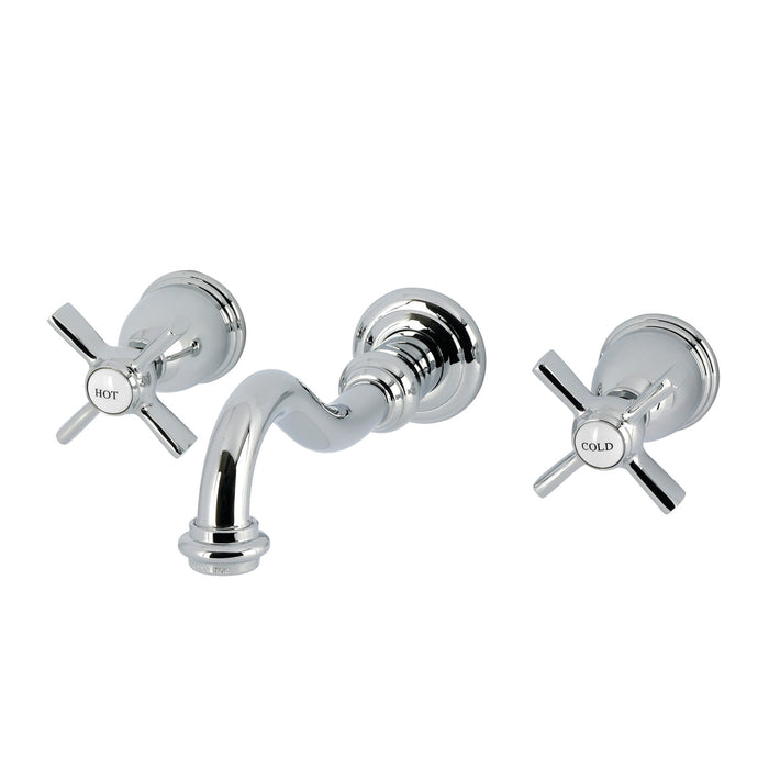 Kingston Heirloom KS3121ZX - Millennium Double-Handle 3-Hole Wall Mount Bathroom Faucet, Polished Chrome