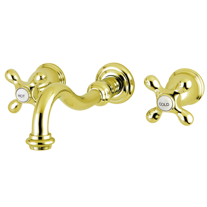Kingston Heirloom KS3122AX - Vintage Double-Handle 3-Hole Wall Mount Bathroom Faucet, Polished Brass