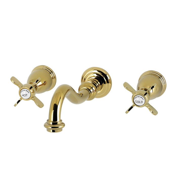 Kingston Heirloom KS3122BEX - Essex Double-Handle 3-Hole Wall Mount Bathroom Faucet, Polished Brass